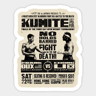 Retro Bloodsport Poster Kumite Frank Dux vs Chong Li Sticker